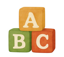 Watercolor Stacked ABC Blocks Illustration
