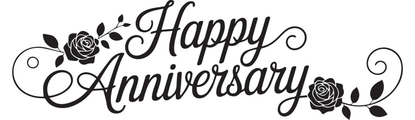 Happy Anniversary text with scattered heart accents