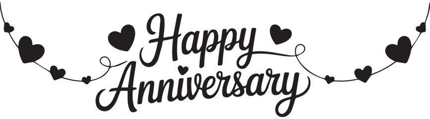 Anniversary greeting with bold script and heart accents