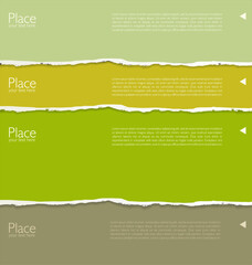 Colorful paint banner set isolated on white background. Vector realistic illustration of abstract ink strokes and grungy scratch on surface 