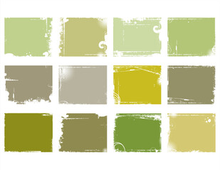 Colorful paint banner set isolated on white background. Vector realistic illustration of abstract ink strokes and grungy scratch on surface 