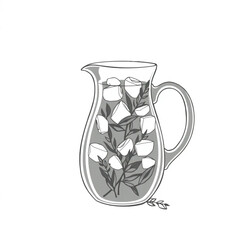 Cold herbal tea pitcher with ice and herbs