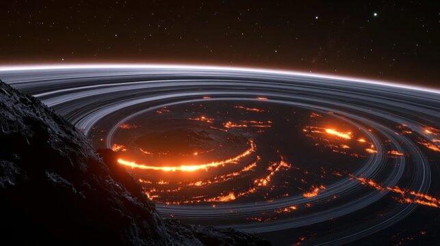 Fiery Rings of a Volcanic Exoplanet