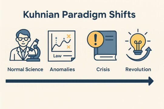 The visual representation of the Kuhn Cycle paradigm shifts in science progression