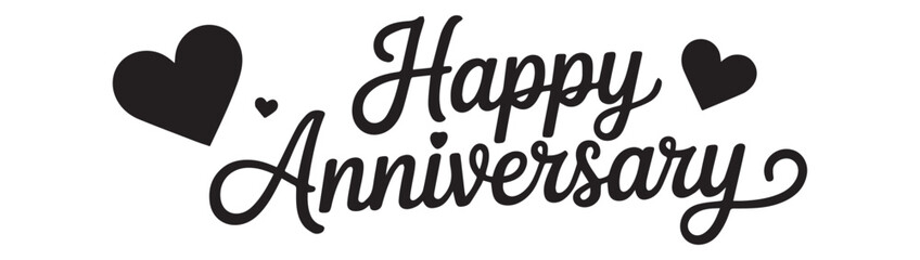 Happy Anniversary text surrounded by hearts love celebration