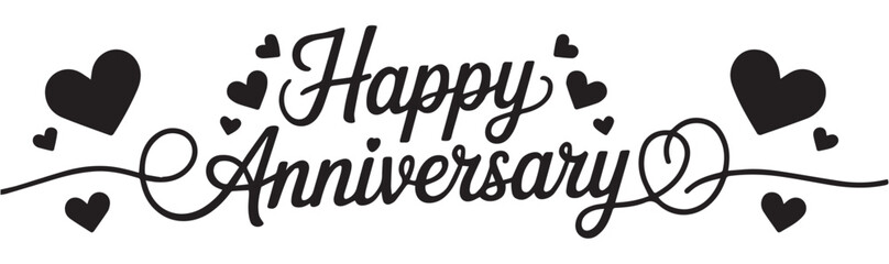 Happy Anniversary script text with heart accents love