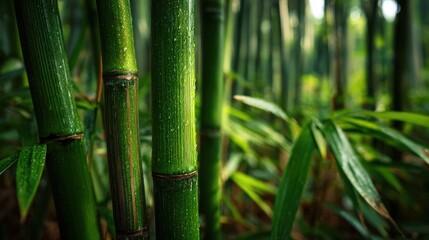 Green bamboo forest closeup