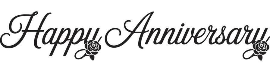 Happy Anniversary text with single rose accent celebration