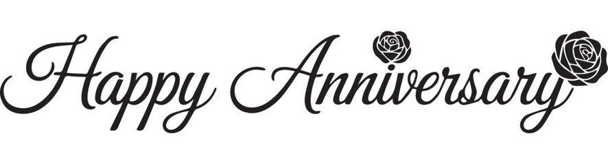 Happy Anniversary text with rose embellishments celebration