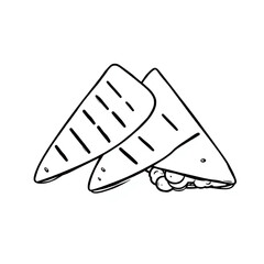 Grilled vegetable and cheese quesadilla triangles