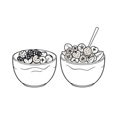 Fresh berry and spinach smoothie bowls with toppings
