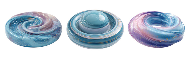 Colorful Swirls of Clay Isolated on Transparent Background