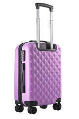 Modern Purple Travel Suitcase with Textured Design, isolated  on White Background