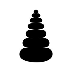 Silhouette of a stacked stone tower against a white background image