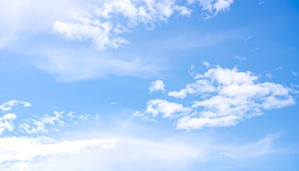 Fluffy clouds on a bright blue sky