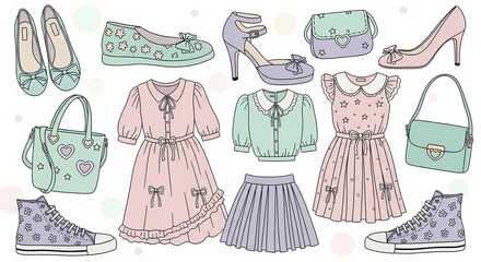 Pastel fashion illustration collection