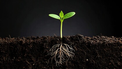 Young sprout emerging from soil (2)