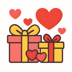 Love gift boxes with hearts icon isolated on white background