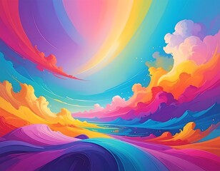 Vibrant Sky Panorama of Colourful Cloudscape