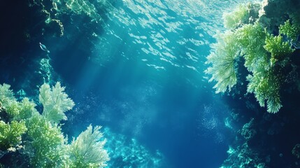 Fototapeta premium Coral reef. Animals of the underwater sea world. Ecosystem. Colorful tropical fish.