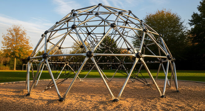 Geodesic Dome Climbing Frame in a Park Setting