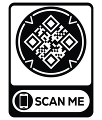 QR code scan icon set. Scan me frame. QR code scan for smartphone. QR code for mobile app, payment and identification. Vector illustration.