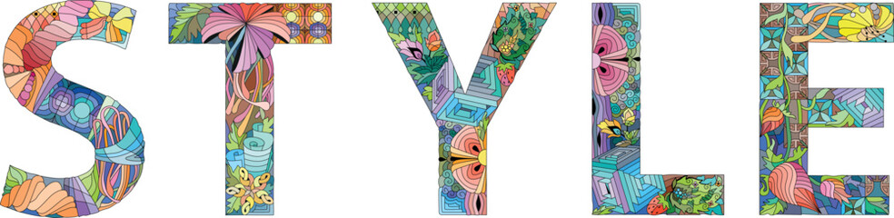 STYLE colorful word, vector design letter.