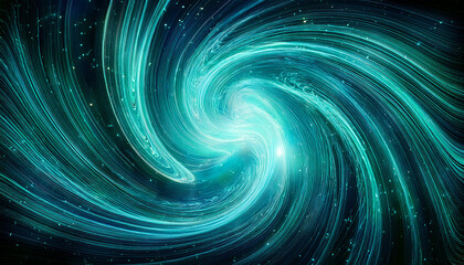 Mystical Celestial Illustration With A Winding Ethereal Turquoise Nebula