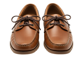 Classic brown leather boat shoes for men a timeless nautical footwear essential transparent background