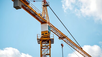 Construction Crane Against Blue Sky Industrial Development and Urban Growth