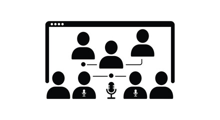 Virtual meeting with multiple participants a speaker and microphone displayed