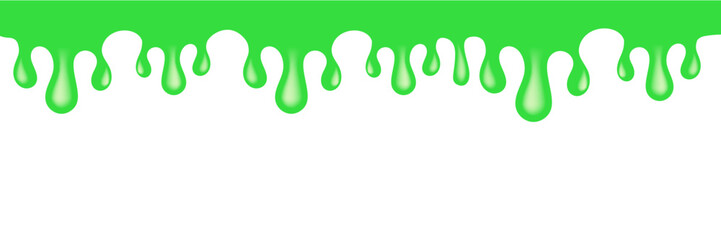 Green slime vector seamless border, dripping liquid texture on a white background, creative graphic design for halloween, kids party, games, apps, websites, and fun spooky decorations