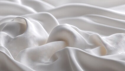 Obraz premium Abstract flowing white silk fabric with soft ripples and gentle folds.