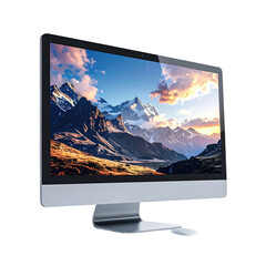 Silver desktop computer with landscape display