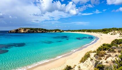 Idyllic Beach Scene Turquoise Waters & White Sand