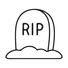 Gravestone with RIP inscription, monochrome illustration