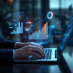 Cutting-Edge Data Analytics Design with Futuristic Holographic Infographics