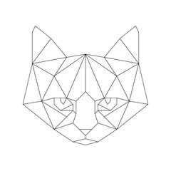 Geometric Cat Face Line Art