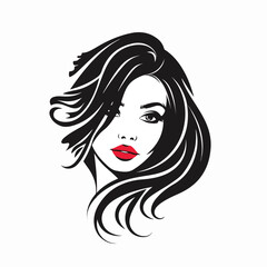 Elegant minimalist female face line art illustration
