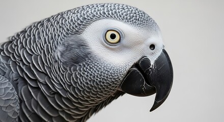 Fototapeta premium Close up of an African Grey Parrot head and eye.
