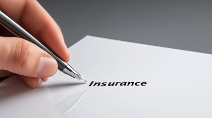 Hand holding pen signing insurance document, closeup, business concept, professional, agreement