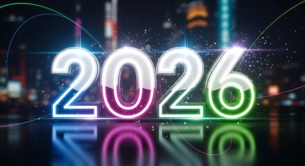 Obraz premium 2026 Celebration with Colorful Light Flares
