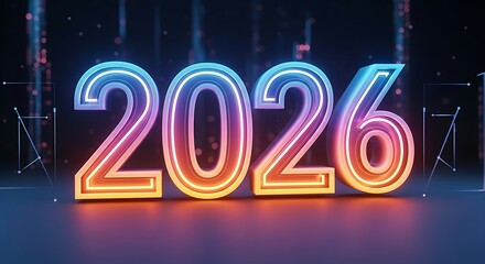 Futuristic Neon New Year 2026 Design