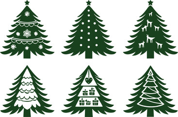 Christmas Tree Silhouette Design for Holiday. Minimalist Christmas Tree Silhouette Artwork. Elegant Christmas Tree Silhouette Illustration. Modern Christmas Tree Silhouette Design Idea Holiday 