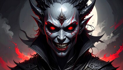 Evil demon face close-up