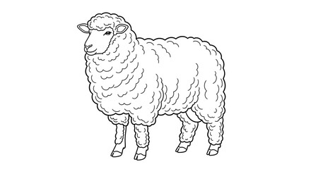 A Detailed Black and White Illustration of a Sheep on a White Background - Whisk_fd77e4a8ed