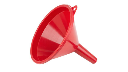 Bright red funnel for easy liquid transfer isolated on transparent background