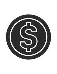 Obraz premium A solid dark grey coin icon with a white dollar sign, symbolizing money, finance, and currency.