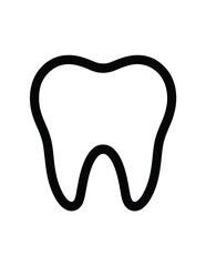 A bold, black outline icon of a molar tooth. A simple and clear symbol for dentistry and oral health.