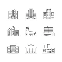 Fototapeta premium Modern City Buildings Outline Icons